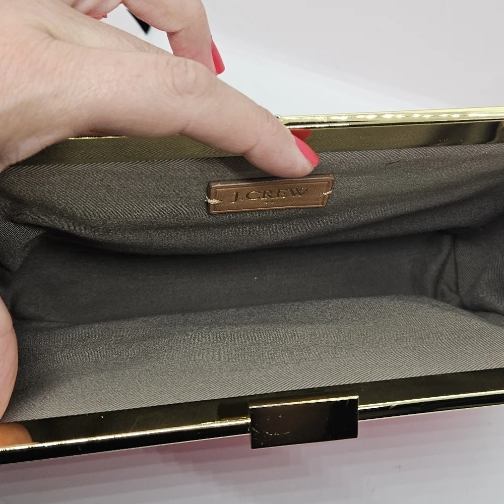J. Crew Factory pink and gold clutch